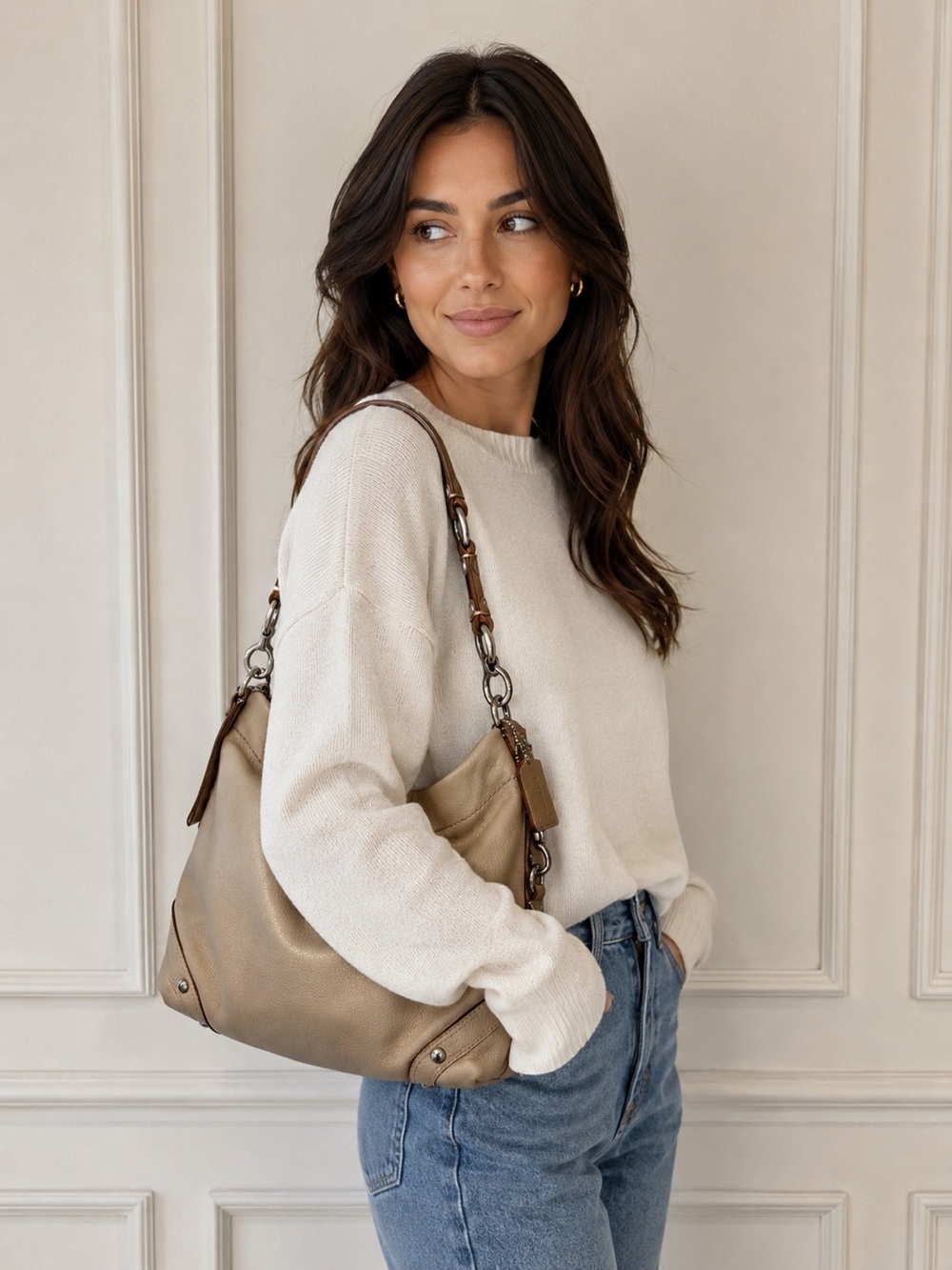 Coach Carly Leather Hobo Shoulder Bag Y2K - Picture 4 of 10